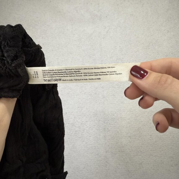 Free People FP One Top Womens L Black Lace Crochet Peplum Cami Boho Strappy - Picture 6 of 8